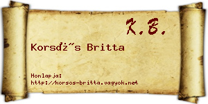 Korsós Britta névjegykártya